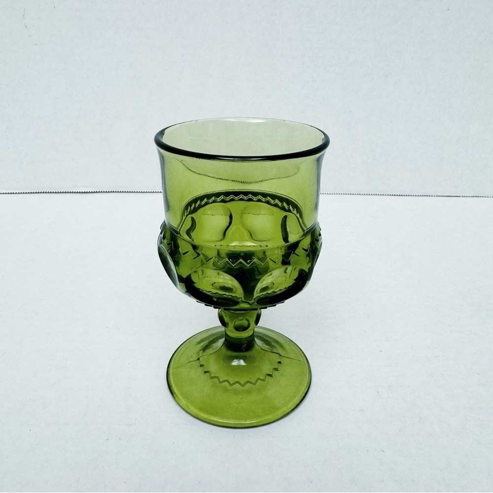 Indiana Glass - Green Kings Crown Thumbprint Glass